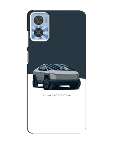 Чехол для Motorola MOTO E22 с картинкой «Серебристый Cybertruck Tesla»