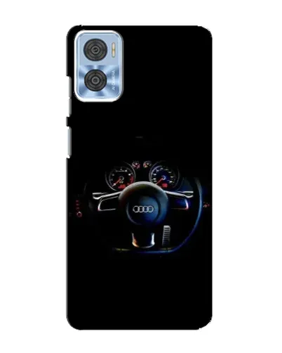 Чехол для Motorola MOTO E22 с картинкой «Салон Audi — руль»