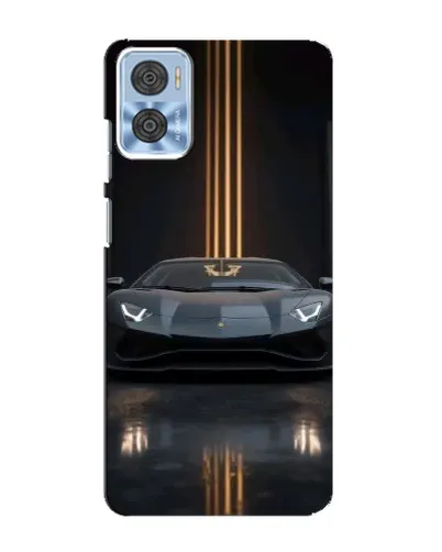 Чехол для Motorola MOTO E22 с картинкой «Lamborghini золотые линии»