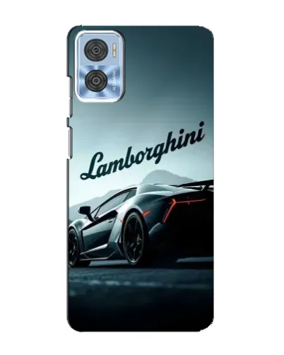Чехол для Motorola MOTO E22 с картинкой «Классическая надпись Lamborghini»
