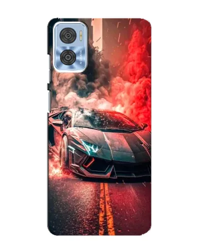 Чехол для Motorola MOTO E22 с картинкой «Lamborghini красный дым»