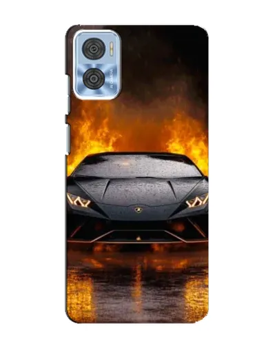Чехол для Motorola MOTO E22 с картинкой «Lamborghini в огне»