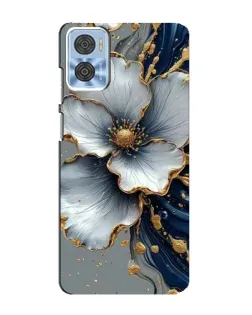 Чохол для Motorola MOTO E22 з картинкою «Біла квітка та золотий флюїд» Чохол для Motorola MOTO E22 з картинкою «Біла квітка та золотий флюїд»