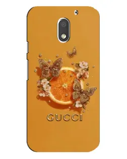 Чехол для Motorola MOTO E3 с картинкой «Gucci — золотые бабочки»