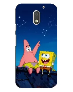 Чехол для Motorola MOTO E3 с картинкой «Губка Боб и Патрик ночью»