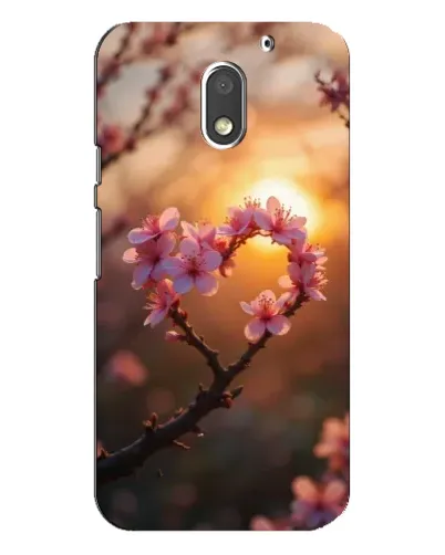Чехол для Motorola MOTO E3 с картинкой «Розовый цвет сердце на фоне заката»