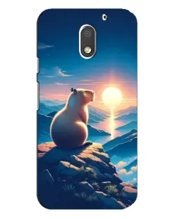Чехол для Motorola MOTO E3 с картинкой «Закат солнца с капибарой»