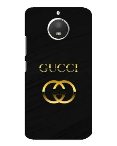 Чехол для Motorola MOTO E4 с картинкой «Золотой логотип Gucci»