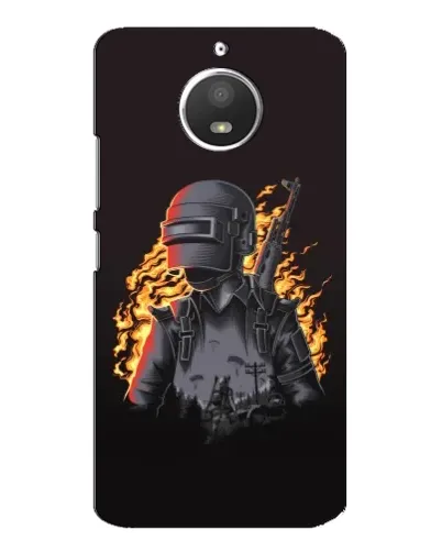 Чехол для Motorola MOTO E4 с картинкой «PUBG — огненный силуэт»