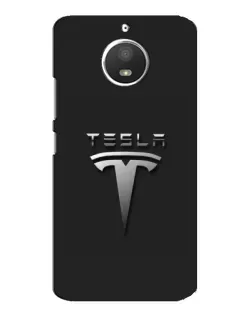 Чехол для Motorola MOTO E4 с картинкой «Стальной логотип Tesla»