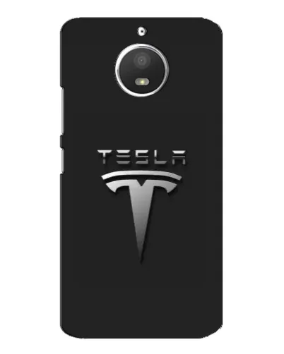 Чехол для Motorola MOTO E4 с картинкой «Стальной логотип Tesla»