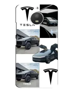 Чехол для Motorola MOTO E4 с картинкой «Коллаж Cybertruck Tesla»