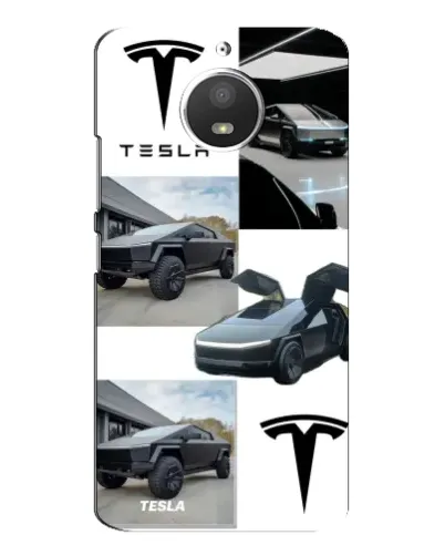 Чехол для Motorola MOTO E4 с картинкой «Коллаж Cybertruck Tesla»