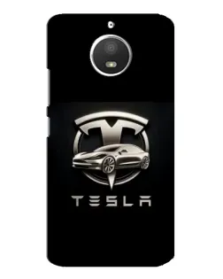 Чехол для Motorola MOTO E4 с картинкой «Tesla — серебристое авто»