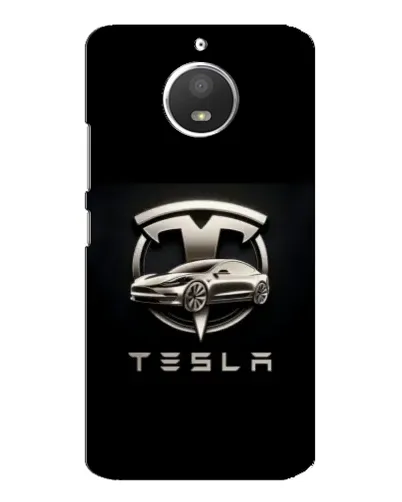 Чехол для Motorola MOTO E4 с картинкой «Tesla — серебристое авто»