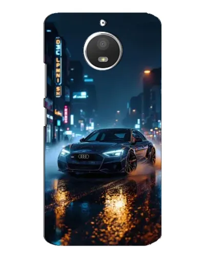 Чехол для Motorola MOTO E4 с картинкой «Ночной город и Audi»