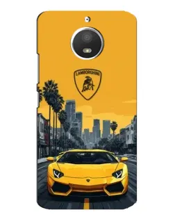 Чехол для Motorola MOTO E4 с картинкой «Желтый Lamborghini город»