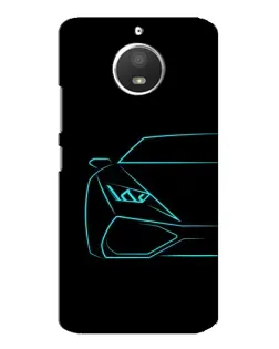 Чехол для Motorola MOTO E4 с картинкой «Голубой силуэт Lamborghini»