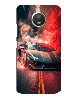 Чехол для Motorola MOTO E4 с картинкой «Lamborghini красный дым»