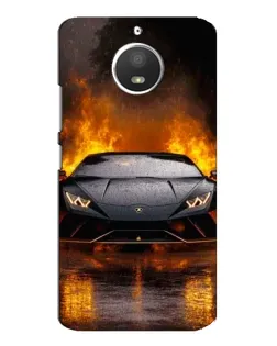 Чехол для Motorola MOTO E4 с картинкой «Lamborghini в огне»