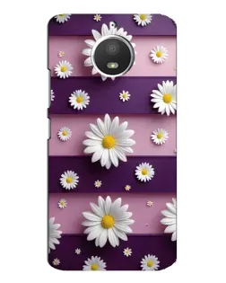 Чехол для Motorola MOTO E4 с картинкой «Ромашки на фиолетовом»