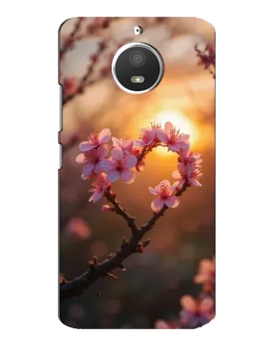 Чехол для Motorola MOTO E4 с картинкой «Розовый цвет сердце на фоне заката»
