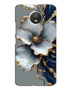 Чехол для Motorola MOTO E4 с картинкой «Белый цветок и золотой флюид»