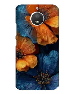 Чехол для Motorola MOTO E4 с картинкой «Яркая сине-оранжевая флора»