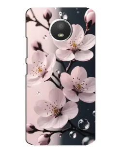 Чехол для Motorola MOTO E4 с картинкой «Нежная сакура и капли»