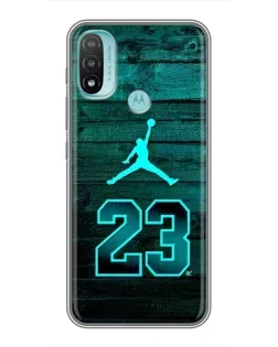 Чехол для Motorola MOTO E40 с картинкой «Jordan Cyan 23»