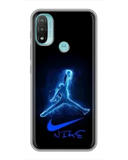 Чехол для Motorola MOTO E40 с картинкой «Jordan Neon Blue»