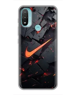 Чехол для Motorola MOTO E40 с картинкой «Nike — эффект разломов»
