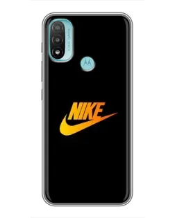 Чехол для Motorola MOTO E40 с картинкой «Золотой логотип Nike»