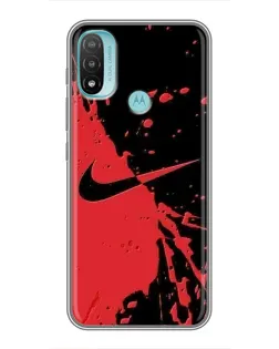 Чехол для Motorola MOTO E40 с картинкой «Красные брызги Nike»