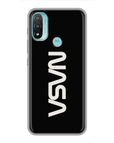 Чехол для Motorola MOTO E40 с картинкой «NASA — вертикальный логотип»