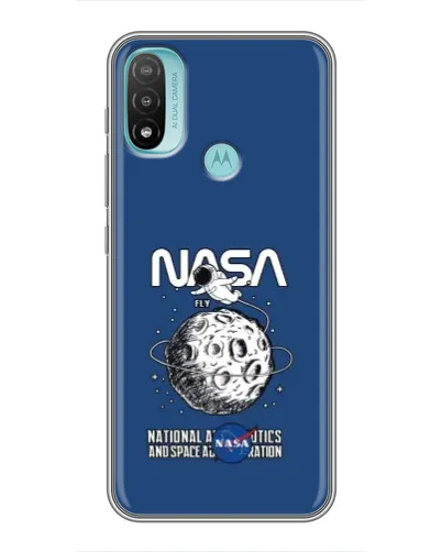Чехол для Motorola MOTO E40 с картинкой «NASA — лунная миссия»