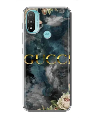 Чехол для Motorola MOTO E40 с картинкой «Абстрактные цветы Gucci»