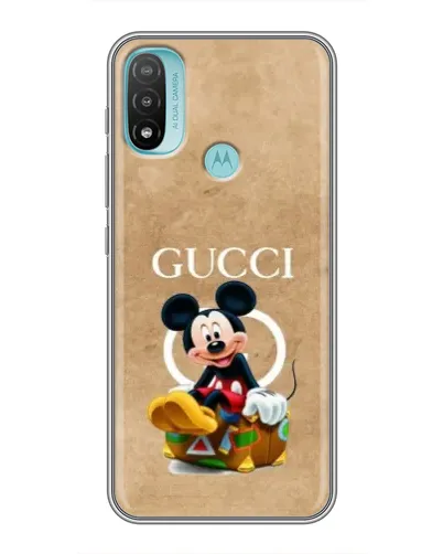 Чехол для Motorola MOTO E40 с картинкой «Микки Маус Gucci — крафт»