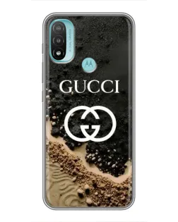 Чехол для Motorola MOTO E40 с картинкой «Gucci — песчаные дюны»