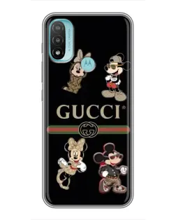 Чехол для Motorola MOTO E40 с картинкой «Gucci — герои Disney и монограмма»