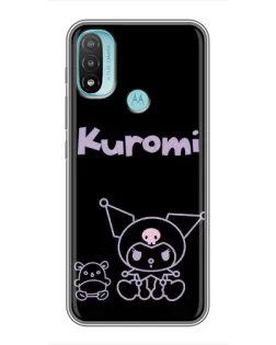 Чохол для Motorola MOTO E40 з картинкою «Kuromi — чорний мінімалізм»