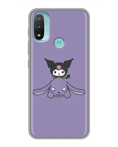 Чехол для Motorola MOTO E40 с картинкой «Kuromi на лиловом фоне»