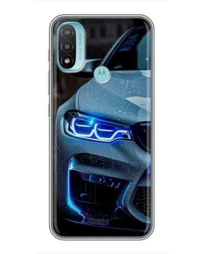 Чехол для Motorola MOTO E40 с картинкой «Взгляд BMW с синими фарами»