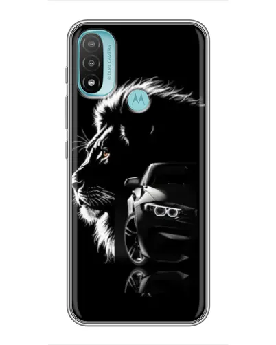 Чехол для Motorola MOTO E40 с картинкой «BMW и лев»