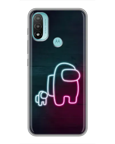 Чехол для Motorola MOTO E40 с картинкой «Among Us неон-арт»