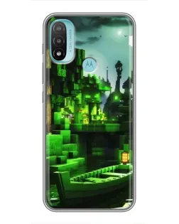 Чохол для Motorola MOTO E40 з картинкою «Minecraft лісовий пейзаж»
