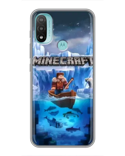 Чехол для Motorola MOTO E40 с картинкой «Minecraft ледяной мир»