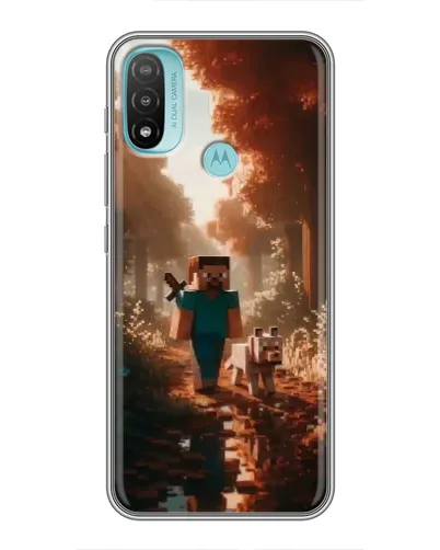 Чехол для Motorola MOTO E40 с картинкой «Стив в лесу»
