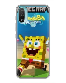 Чохол для Motorola MOTO E40 з картинкою «Губка Боб Minecraft»