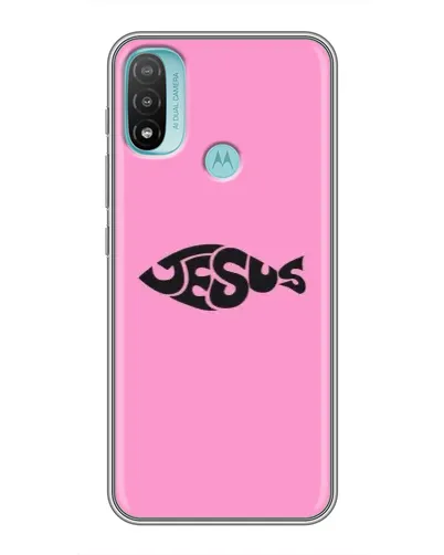 Чехол для Motorola MOTO E40 с картинкой «Розовый символ  Jesus»